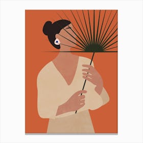 Woman Holding A Palm Canvas Print
