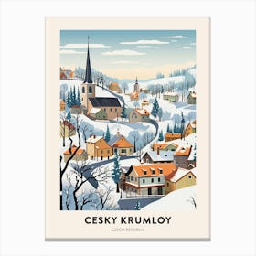 Vintage Winter Travel Poster Cesky Krumloy Czechia 3 Canvas Print