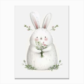 Cute Bunny With Flowers Canvas Print