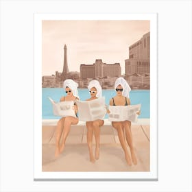 Three Girls Reading Newspaper Canvas Print