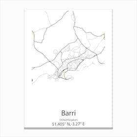 Barri,United Kingdom Minimalist Map Canvas Print