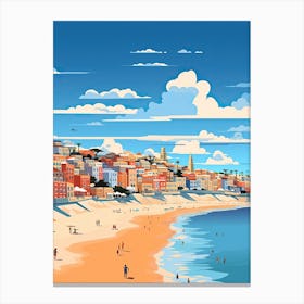 Bondi Beach, Australia, Flat Illustration 2 Canvas Print