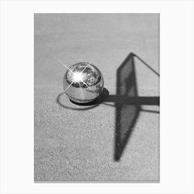 Dunkin’ Disco - Basketball Hoop And Shiny Discoball Art Print - Black White Film Photography Canvas Print