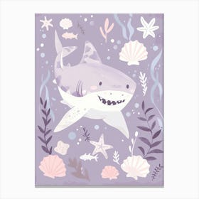 Purple Largetooth Cookiecutter Shark Illustration 3 Canvas Print
