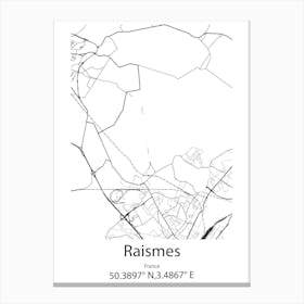 Raismes,France Minimalist Map Canvas Print