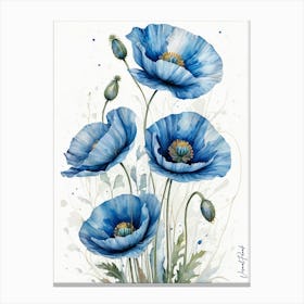 Dark Blue Poppies Canvas Print