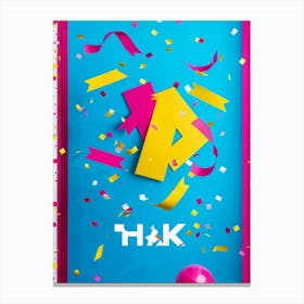 A Vibrant Graphic Design Featuring A Three Dimensional Lettering Thank You Floating Amidst Confe (4) Canvas Print