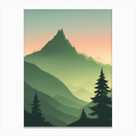 Misty Mountains Vertical Composition In Green Tone 104 Canvas Print