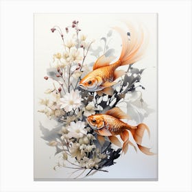 Goldfish, Japanese Brush Painting, Ukiyo E, Minimal 2 Canvas Print