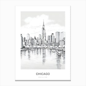 Chicago Skyline 2 B&W Poster Canvas Print