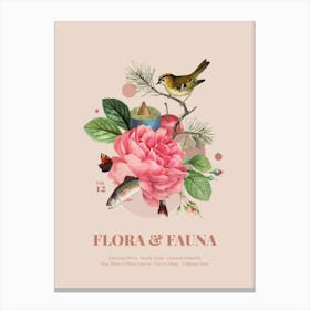 Flora & Fauna with Eurasian Wren Canvas Print