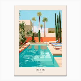 Miami Florida 2 Midcentury Modern Pool Poster Canvas Print