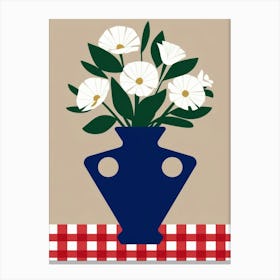 White Vase With Flowers Canvas Print