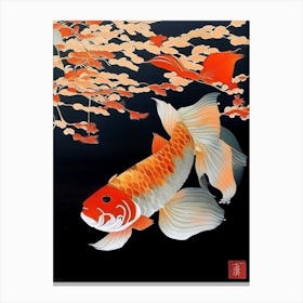 Ghost Koi Fish  Ukiyo E Style Japanese Canvas Print