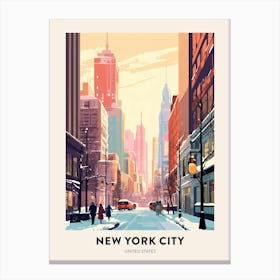 Vintage Winter Travel Poster New York City Usa 3 Canvas Print