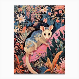 Floral Animal Painting Opossum 2 Canvas Print