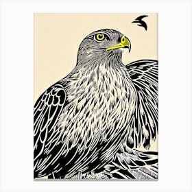 Hawk Linocut Bird Canvas Print