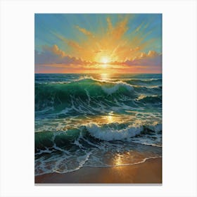 Sunset Over The Ocean 7 Canvas Print