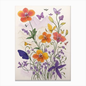 Orchids And Butterflies Canvas Print