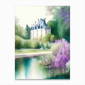 Château De Chenonceau Gardens, 1, France Pastel Watercolour Canvas Print