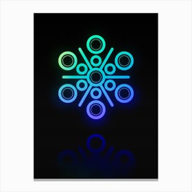 Neon Blue and Green Geometric Glyph on Black n.0166 Canvas Print