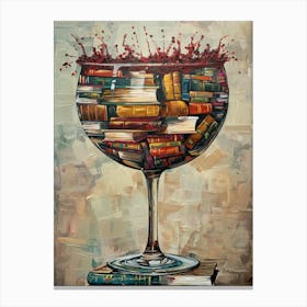 A Giant Wine Glass Overflowing With Books Canvas Print