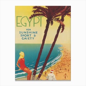 Egypt Vintage Travel Poster, Beach, Summer Art Canvas Print