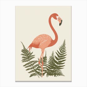 Jamess Flamingo And Ferns Minimalist Illustration 4 Canvas Print