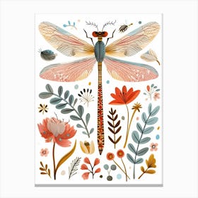 Colourful Insect Illustration Damselfly 12 Canvas Print