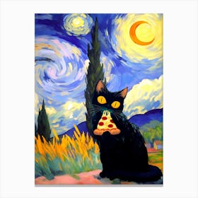 Cat With Pizza Canvas Print