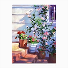 Flowers On The Steps Canvas Print