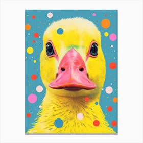 Geometric Vibrant Portrait Of A Duck Yellow & Pink 3 Canvas Print
