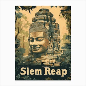 Aihrgdesign A Classic 1960s Travel Poster For Siem Reap 3 Canvas Print