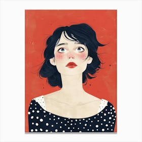 Girl With Polka Dots 1 Canvas Print