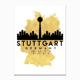 Stuttgart Germany Silhouette City Skyline Map Canvas Print