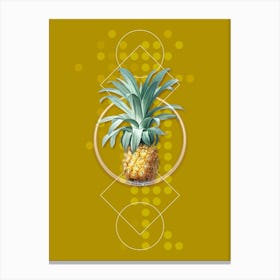 Vintage Pineapple Botanical with Geometric Line Motif and Dot Pattern n.0418 Canvas Print