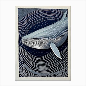 Vintage Whale Linocut 4 Canvas Print