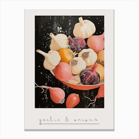 Art Deco Garlic & Onions 1 Poster Canvas Print