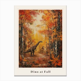 Dinosaur In An Autumnal Forest 3 Poster Canvas Print