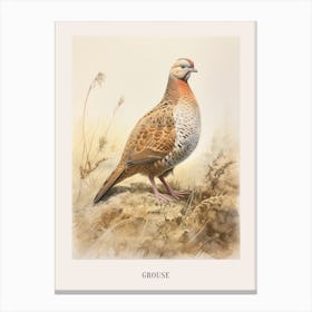 Vintage Bird Drawing Grouse 1 Poster Canvas Print