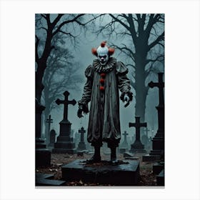 Creepy Freaky Clown in The Woods Canvas Print