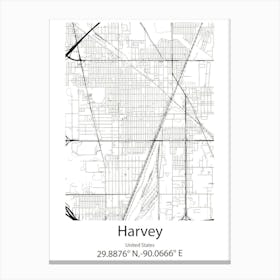 Harvey,United States Minimalist Map Canvas Print