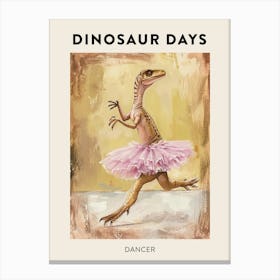 Dinosaur Dancing In A Tutu Poster 2 Canvas Print