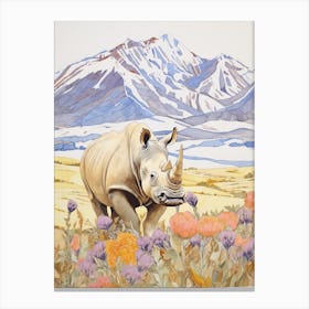 Rhino Patchwork Style Neutral Colours 2 Canvas Print