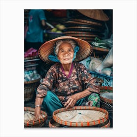 Old Lady At The Market Canvas Print