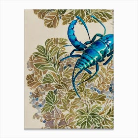 Blue Lobster Vintage Graphic Watercolour Canvas Print