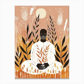 Meditating Man In The Field Canvas Print