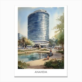 Anaheim Watercolor 2 Travel Poster Canvas Print