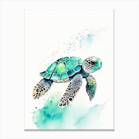Conservation Sea Turtle, Sea Turtle Minimalist Watercolour 2 Canvas Print