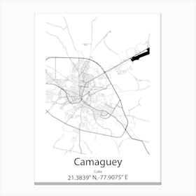 Camaguey,Cuba Minimalist Map Canvas Print